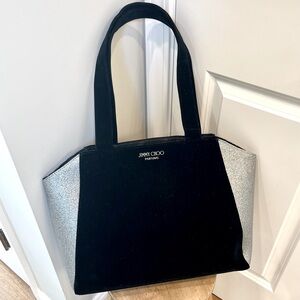 Jimmy Choo suede & glitter tote bag